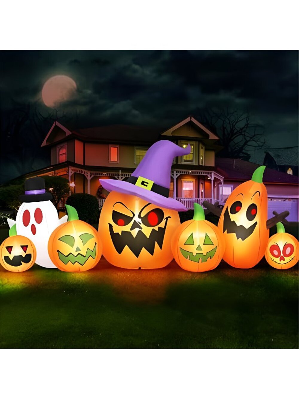 8FT Long Halloween Inflatables Spooky Pumpkin Outdoor Decoration
